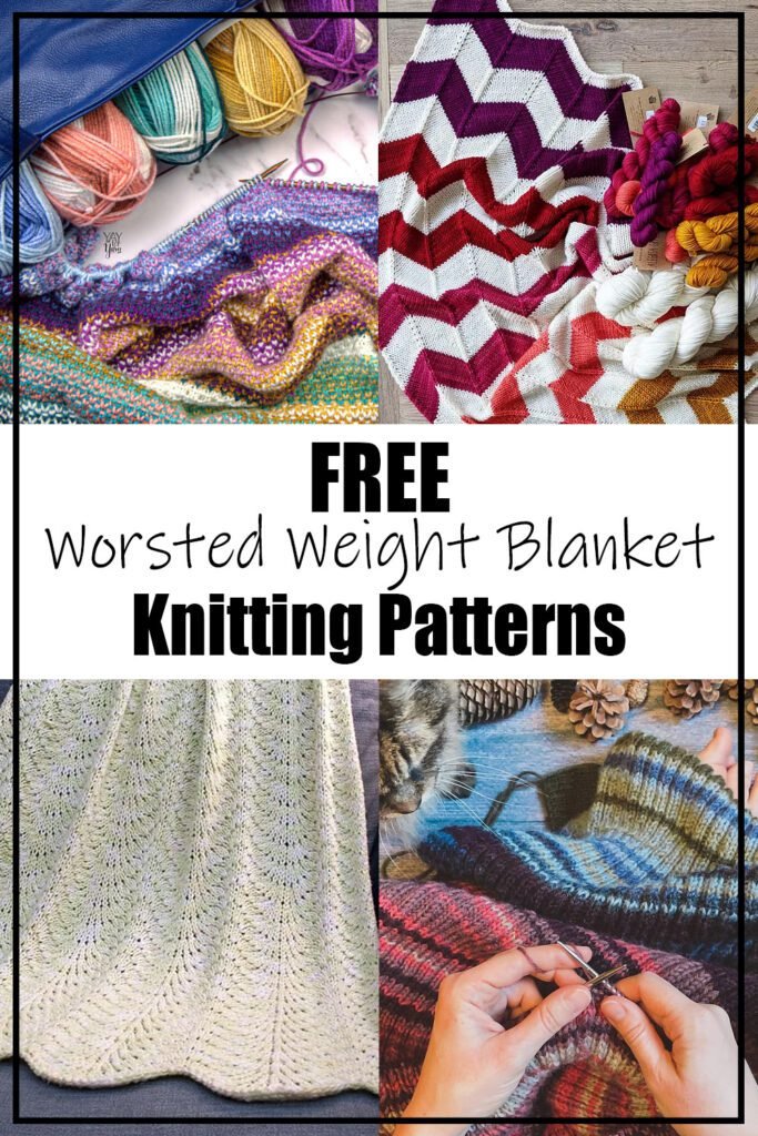 Free Worsted Weight Blanket Knitting Patterns - pictures of a sampling of the blankets recommended in the post